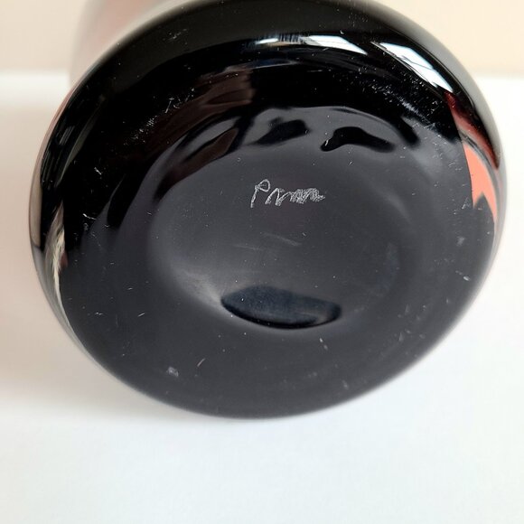 Hadeland Gro Bergslien or Murano Glass Black and Red Vase. Signed. - Picture 8 of 8